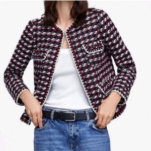 Zara Red and Blue Plaid Blazer